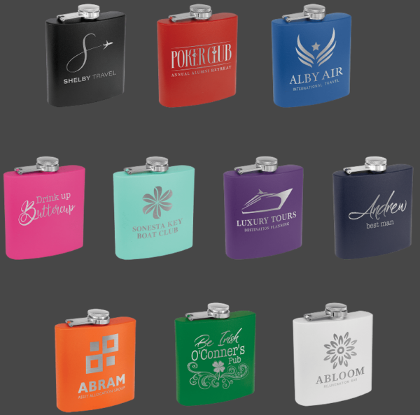 6 Oz. Powder Coated Flasks