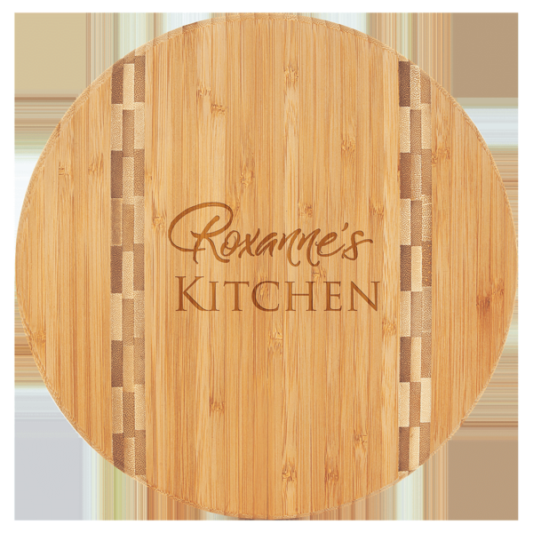 Bamboo Round Butcher Block Inlay Cutting Board