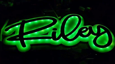 Custom Wood Cut Backlit Name