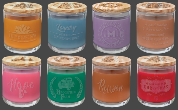 Glass Candles WWood Lids 14 oz