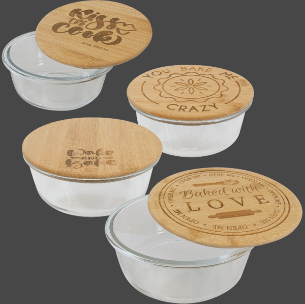 Glass Round Containers With Bamboo Lids