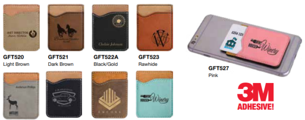 Lasered Leatherette Phone Wallets