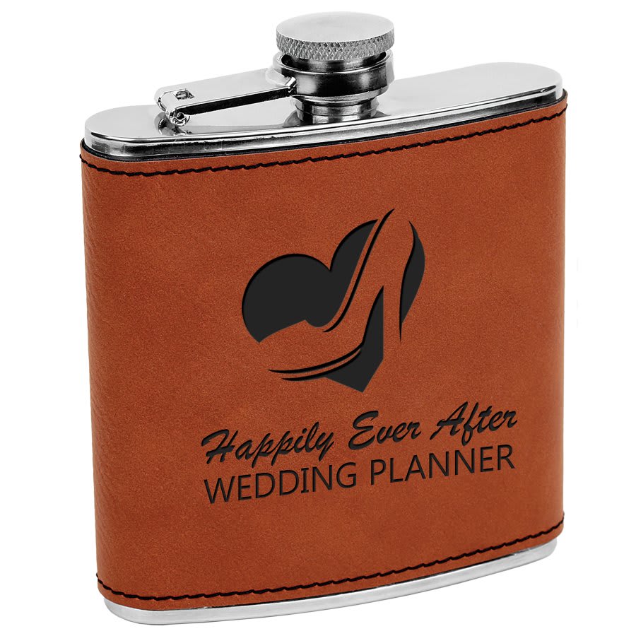 6 Oz. Laserable Leatherette Flask - Image 6