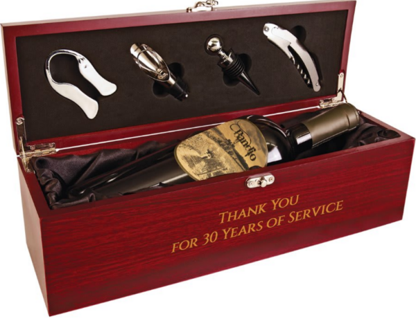 Rosewood Black Lined Wine Box W Tools